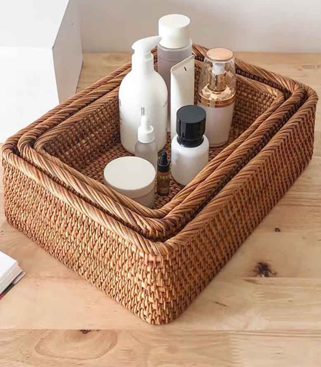Khay mây chữ nhật đựng đồ